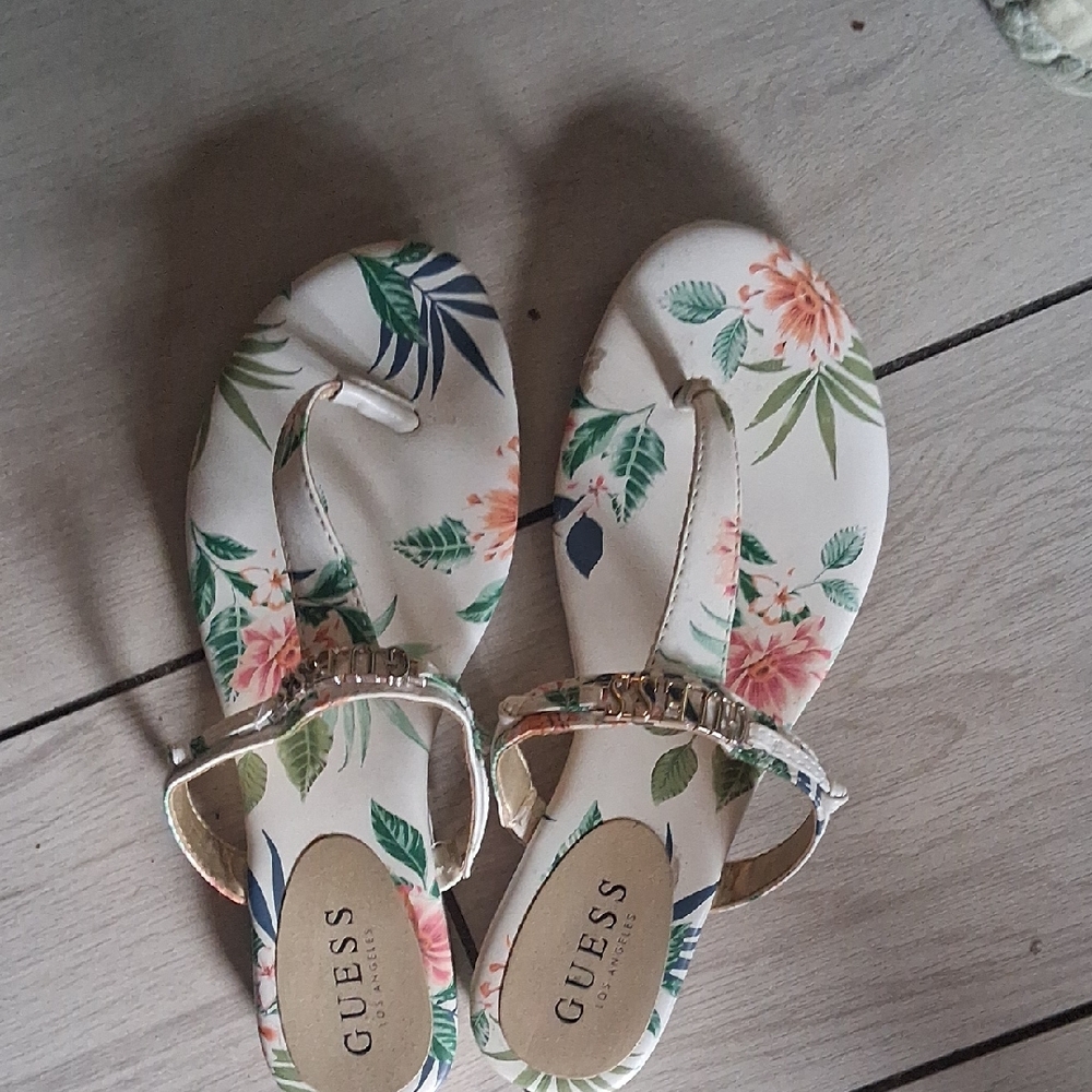 Guess Floral Sandals with Silver Straps